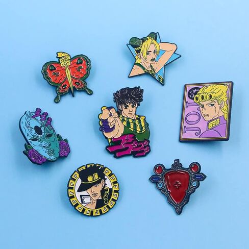 JJBA Kujo Jotaro Badges Pins - Jojo Hat Adventure Golden Pins - Anime Cosplay Metal Badge Jewelry Accessory for Backpack Clothes Caps (JOJO Pin 15) in Saudi Arabia