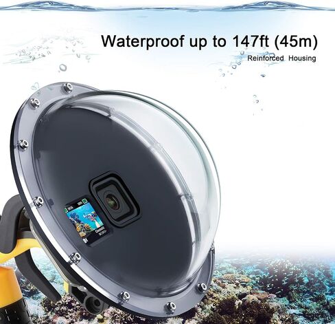 SOONSUN Dome Port for GoPro Hero 8 Black, Dome Lens Waterproof Housing Case with Trigger and Floating Hand Grip for GoPro HERO8 Black Camera, Built-in Switchable Red Filter and 10x Macro Filter in Saudi Arabia