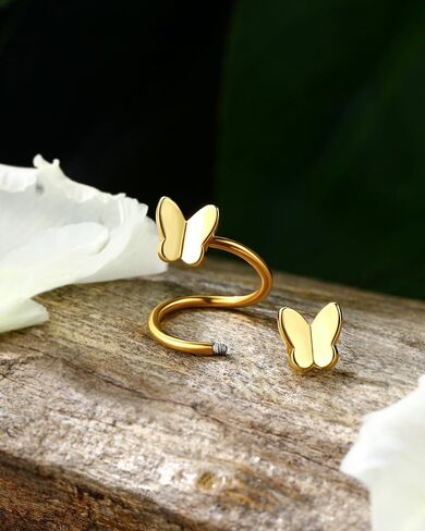Jewseen Butterfly Twist Helix Earrings 16G Gold Cartilage Earring Surgical Steel Spiral Barbell Lip Helix Piercing Jewelry for Women Men in Saudi Arabia