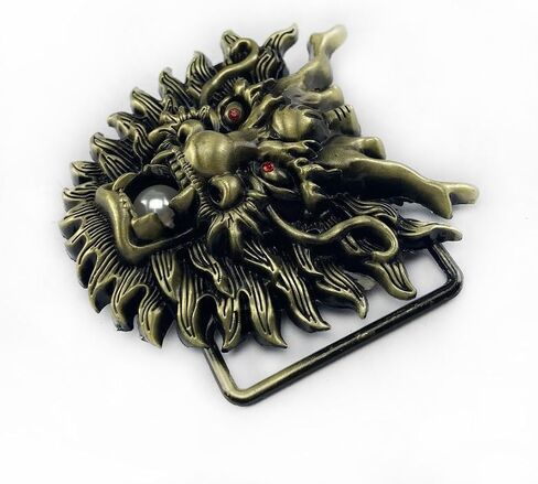 Chinese Dragon Head Zodiac Belt Buckle for Men Red Dragon Eyes Head Ball Fierce Dragon Animal Men’s Masculine Belt Buckle in Saudi Arabia