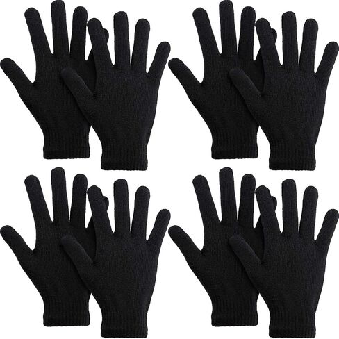 SATINIOR 4 Pairs Magic Winter Gloves Unisex Gloves Knit Stretchy Mitten Full Fingers Warm Gloves for Men Women Sports (Red, Over 18 Years) in Saudi Arabia