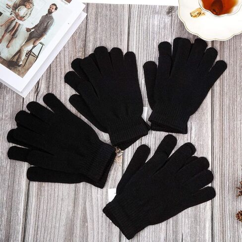SATINIOR 4 Pairs Magic Winter Gloves Unisex Gloves Knit Stretchy Mitten Full Fingers Warm Gloves for Men Women Sports (Red, Over 18 Years) in Saudi Arabia