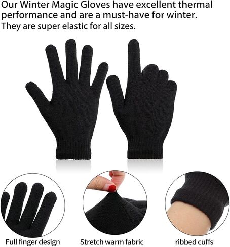 SATINIOR 4 Pairs Magic Winter Gloves Unisex Gloves Knit Stretchy Mitten Full Fingers Warm Gloves for Men Women Sports (Red, Over 18 Years) in Saudi Arabia