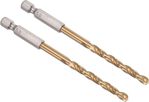 لقمة مثقاب مطلية بالتيتانيوم من Kozelo مع ساق سداسية مقاس 1/4 بوصة - [6 مم × 113 مم] فولاذ عالي السرعة M35 للإصدار السريع بنقطة انقسام 135 درجة لخشب الحديد وسبائك الألومنيوم in Kuwait