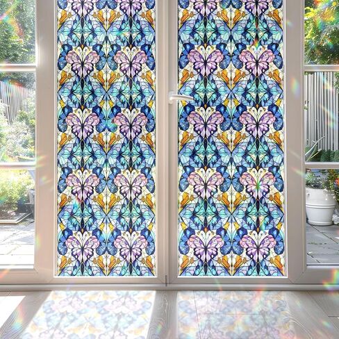 2PCS 17.7x39.4inch Hummingbird Stained Glass Window Film, Hummingbird Stained Glass Window Film for Bathroom Door Heat Anti UV in Kuwait