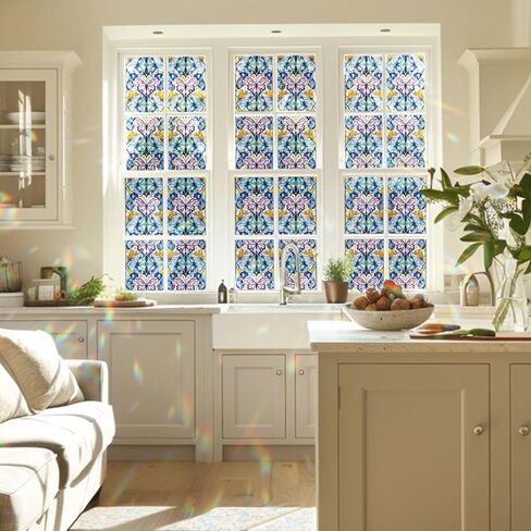 2PCS 17.7x39.4inch Hummingbird Stained Glass Window Film, Hummingbird Stained Glass Window Film for Bathroom Door Heat Anti UV in Kuwait