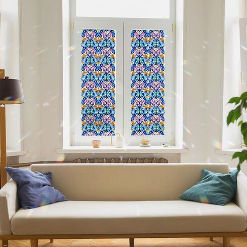 2PCS 17.7x39.4inch Hummingbird Stained Glass Window Film, Hummingbird Stained Glass Window Film for Bathroom Door Heat Anti UV in Kuwait