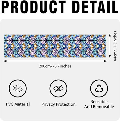 2PCS 17.7x39.4inch Hummingbird Stained Glass Window Film, Hummingbird Stained Glass Window Film for Bathroom Door Heat Anti UV in Kuwait