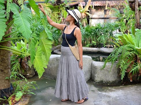 Sakoonee Boho Hippie Maxi Skirt Long Summer Cotton Dress for Women with Smocked Elastic Waist in Saudi Arabia
