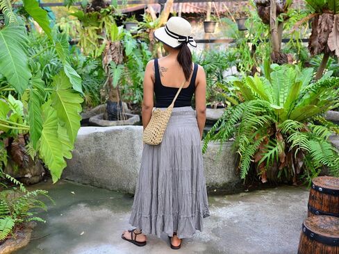Sakoonee Boho Hippie Maxi Skirt Long Summer Cotton Dress for Women with Smocked Elastic Waist in Saudi Arabia