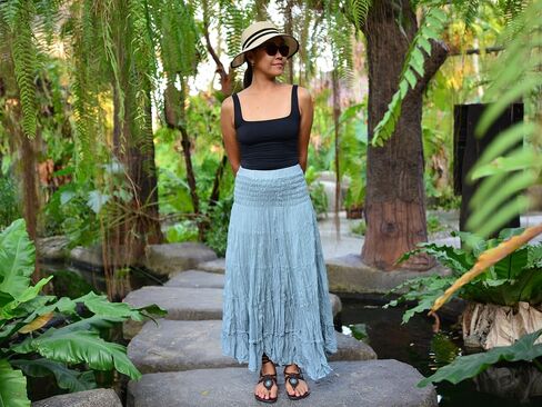 Sakoonee Boho Hippie Maxi Skirt Long Summer Cotton Dress for Women with Smocked Elastic Waist in Saudi Arabia