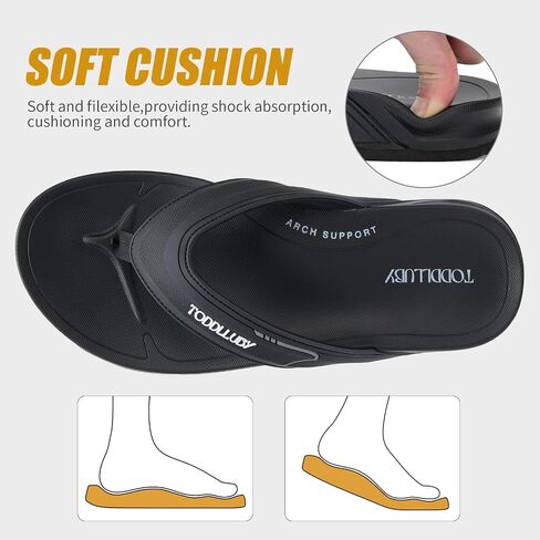 Mens Flip Flops With Arch Support Ultra Soft Cushion Footbed Durable Outsole Comfortable Summer Beach Thong Sandals Yoga Foam Cushion Slip on Slippers in Kuwait