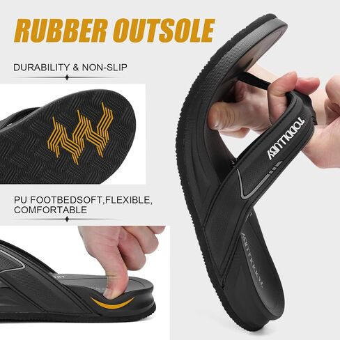 Mens Flip Flops With Arch Support Ultra Soft Cushion Footbed Durable Outsole Comfortable Summer Beach Thong Sandals Yoga Foam Cushion Slip on Slippers in Kuwait