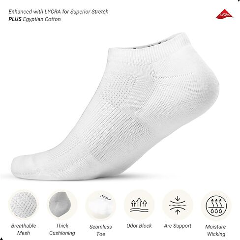Unisex Performance Ankle Socks | Egyptian Cotton, Breathable & Cushioned | 6 Pairs | Moisture-Wicking & Odor-Resistant in Saudi Arabia