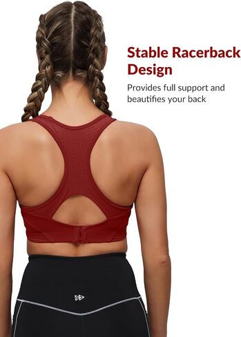 Yvette Sports Bras for Women High Impact Racerback Workout Sports Bra High Support for Large Bust Plus Size,Purple in Saudi Arabia