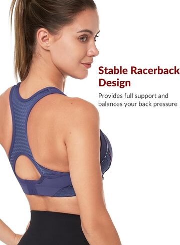 Yvette حمالات صدر رياضية للنساء عالية التأثير Racerback حمالة صدر رياضية عالية الدعم للصدر الكبير بالإضافة إلى الحجم، أرجواني in Kuwait