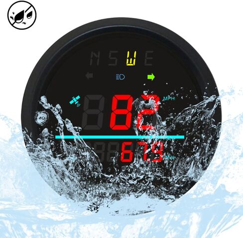 85mm Auto Digital Speedometer Odometer Tripmeter GPS Type 0-999 KM/H MPH with Turn Light High Beam 9-32VDC Waterproof for Car Motorbike Truck (RED) in Kuwait