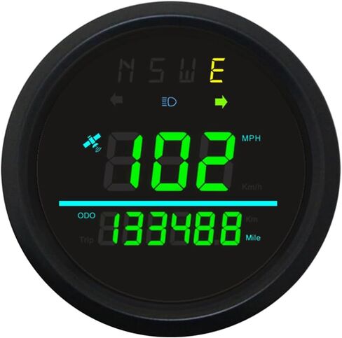 85mm Auto Digital Speedometer Odometer Tripmeter GPS Type 0-999 KM/H MPH with Turn Light High Beam 9-32VDC Waterproof for Car Motorbike Truck (RED) in Kuwait