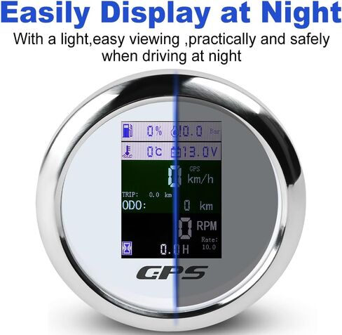 WATERWICH 85mm 6 in 1 Gauge Set Speedometer + Tachometer + Water Temperature Gauge + Fuel Level Meter + Oil Pressure Gauge + Voltmeter for Car Marine Truck Boat in Saudi Arabia