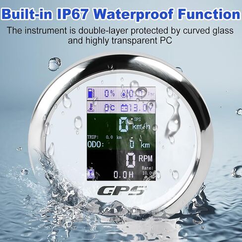 WATERWICH 85mm 6 in 1 Gauge Set Speedometer + Tachometer + Water Temperature Gauge + Fuel Level Meter + Oil Pressure Gauge + Voltmeter for Car Marine Truck Boat in Saudi Arabia