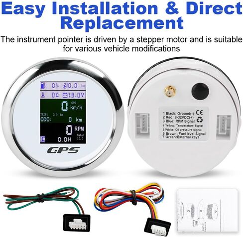 WATERWICH 85mm 6 in 1 Gauge Set Speedometer + Tachometer + Water Temperature Gauge + Fuel Level Meter + Oil Pressure Gauge + Voltmeter for Car Marine Truck Boat in Saudi Arabia