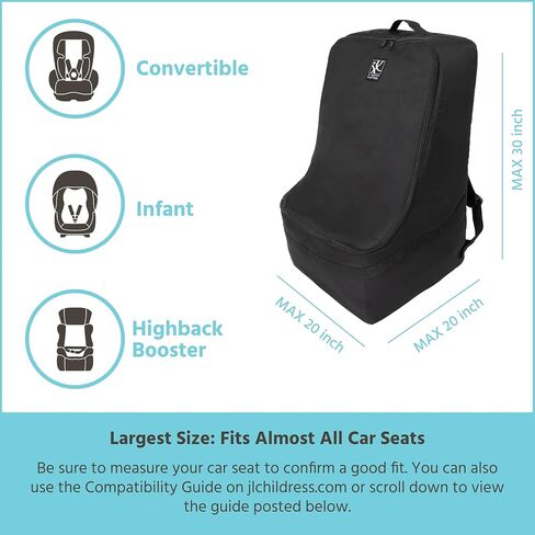 J.L. Childress Ultimate Backpack PREMIUM Padded Car Seat Travel Bag - Thick Padding, Heavy Duty Car Seat Backpack - Gate Check Bag for Car Seats - Fits All Car Seats & Booster Seats - Black in Saudi Arabia