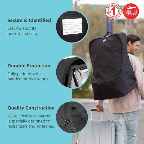 J.L. Childress Ultimate Backpack PREMIUM Padded Car Seat Travel Bag - Thick Padding, Heavy Duty Car Seat Backpack - Gate Check Bag for Car Seats - Fits All Car Seats & Booster Seats - Black in Saudi Arabia