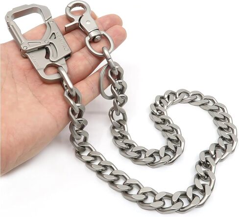 NEWTRO Wallet Chain Thick Heavy Duty with Double Action Locking Carabiner, Premium Rack Plating, Rugged Keychain for Men Bikers Pants Jeans in Kuwait