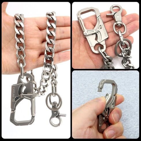 NEWTRO Wallet Chain Thick Heavy Duty with Double Action Locking Carabiner, Premium Rack Plating, Rugged Keychain for Men Bikers Pants Jeans in Kuwait