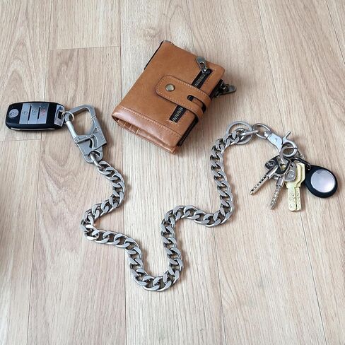 NEWTRO Wallet Chain Thick Heavy Duty with Double Action Locking Carabiner, Premium Rack Plating, Rugged Keychain for Men Bikers Pants Jeans in Kuwait