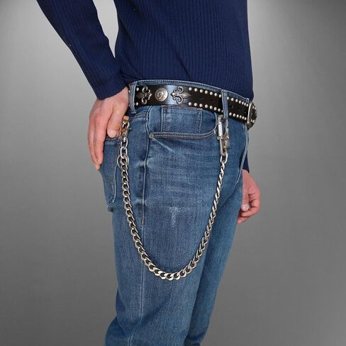 NEWTRO Wallet Chain Thick Heavy Duty with Double Action Locking Carabiner, Premium Rack Plating, Rugged Keychain for Men Bikers Pants Jeans in Kuwait