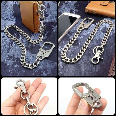 NEWTRO Wallet Chain Thick Heavy Duty with Double Action Locking Carabiner, Premium Rack Plating, Rugged Keychain for Men Bikers Pants Jeans in Kuwait