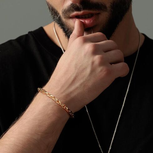 Gold Bracelets for Women 14K Gold Bracelet Dainty Bracelets for Womens Braided Chain Bracelet for Women Men 6.5/7/7.5/8/9in in Saudi Arabia