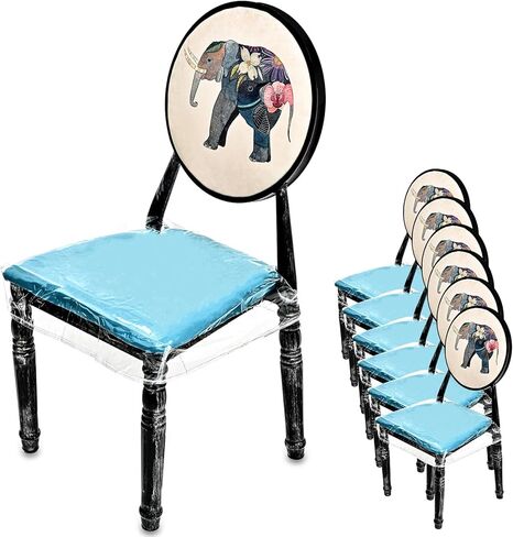 4 Packs Plastic Chair Covers, Thickened Clear Vinyl Chair Covers Protectors for Dining Room, Kitchen Chair Seat Protectors with Adjustable Straps, Stain, Water and Kitty Scratch Resistant in Kuwait