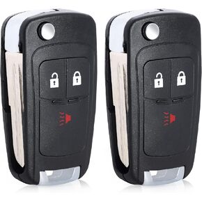 [Pack of 2], Aichiyu Key Fob Case Replacement Flip Remote Control Car Key Shell Cover Fob 3 Buttons Fits for Chevrolet Spark 2012 2013 2014 2015 2016