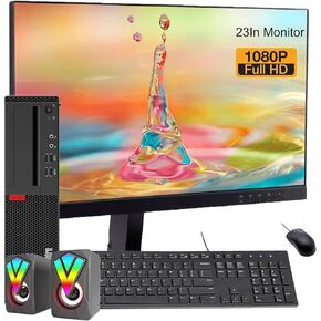 Lenovo ThinkCentre M910S SFF Desktop Computer & 23" FHD Monitor Bundle, PC Set, RGB Speaker, Intel Core i5-6500 up to 3.6GHz, 16GB RAM, 1TB SSD, DP Cable, Keyboard&Mouse, Windows 10 Pro (Renewed)