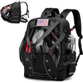 Motorcycle Helmet Backpack for Men, Cycling Backpack, Large Capacity Waterproof Helmet Holder, Helmet Storage Bag Hiking Backpack Black