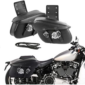 Motorcycle Saddlebags, Anti-water Universal Side Tool Bags, PU Leather Large Storage Saddle Bags, Fit for Honda Suzuki Yamaha Sportster Harley Softail Dyna Scooter Panniers 2PCS- Upgrade Style