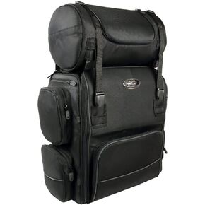 Milwaukee Leather SH680 Large Black Textile Motorcycle Sissy Bar Travel Bag - One Size