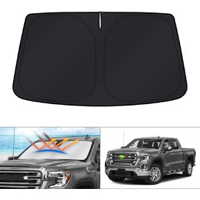KUST Windshield Sun Shade for 2019-2024 GMC Sierra 1500 2500 3500 Accessories Window Sunshade Sun Visor Protector Foldable Blocks UV Rays Keep Your Car Cooler
