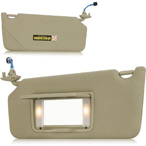 Left Driver Side Sun Visor with Vanity Light Fit for Honda Accord 2008 2009 2010 2011 2012, Replace for 83280TA0A91ZB Beige