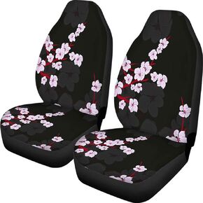 Flowers Cherry Blossoms Printed Car Seat Covers Set of 2 Front Bucket Seat Protector Accessories Universal Fit Most Cars Trucks SUV
