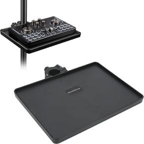Sound Card Tray, Microphone Stand Rack Tray Holder, Clamp On Utility Shelf for Stage, Live Streaming, Karaoke, Recording, 6.5x8.66in