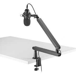 HumanCentric Low Profile Mic Arm, Adjustable Microphone Boom Arm Desk Mount Ideal for Home Office, Podcasts, Streaming, and Gaming, Space Saving Microphone Arm With Cable Channels Fits 3/8 and 5/8