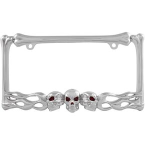 Pilot Automotive WL263-C Chrome 'Skull and Flame' License Plate Frame
