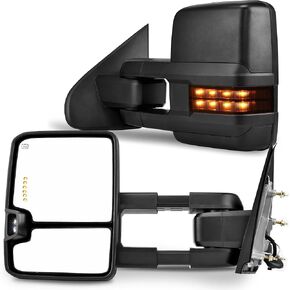 YITAMOTOR Power Folding Towing Mirrors Compatible with 2014-2018 Chevy Silverado GMC Sierra, Power Heated and LED Turn Signal Light Tow Mirror Set