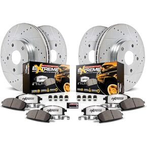 Power Stop K7228-36 Front and Rear Z36 Truck & Tow Brake Kit, Carbon Fiber Ceramic Brake Pads and Drilled and Slotted Brake Rotors For 2015 2016 2017 2018 2019 2020 Chevy Colorado GMC Canyon 6 Lug