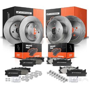 A-Premium Front Vented & Rear Solid Disc Brake Rotors + Ceramic Pads Kit Compatible with Select Toyota and Lexus Models - Camry 2007-2011, Avalon 2008-2012, ES350 2007-2012, 12-PC Set