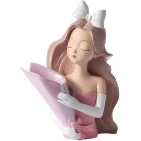 Romantic Girl Statue Home Decor - Unique Flower Vase Sculpture for Living Room, Bedroom, Tabletop, and Shelf - Artistic Ornament, Ideal for Valentine's Day, Mother's Day, Birthdays