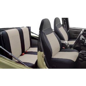 GEARFLAG Custom Fit Neoprene Seat Cover for Wrangler TJ 1997-2002 (Front + Rear Seats) (Safari Khaki)